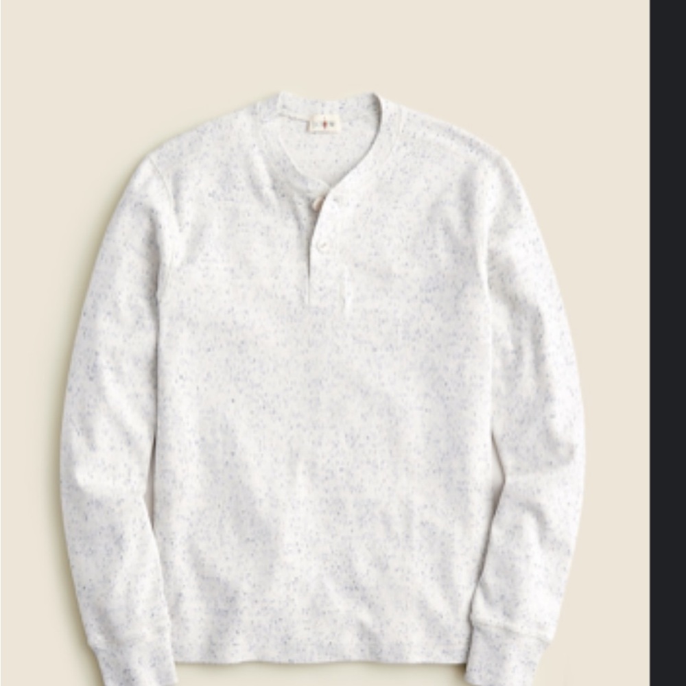 J. Crew White Heathered Henley Long-Sleeve Shirt
